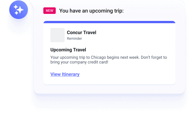Concur travel reminder notification